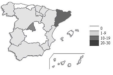 Figura 1. Distribución del número de acciones por Comunidad Autónoma